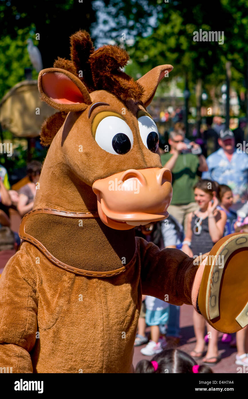 Carattere cavallo di intrattenimento presso il Walt Disney World, il parco a tema di Orlando in Florida usa Foto Stock