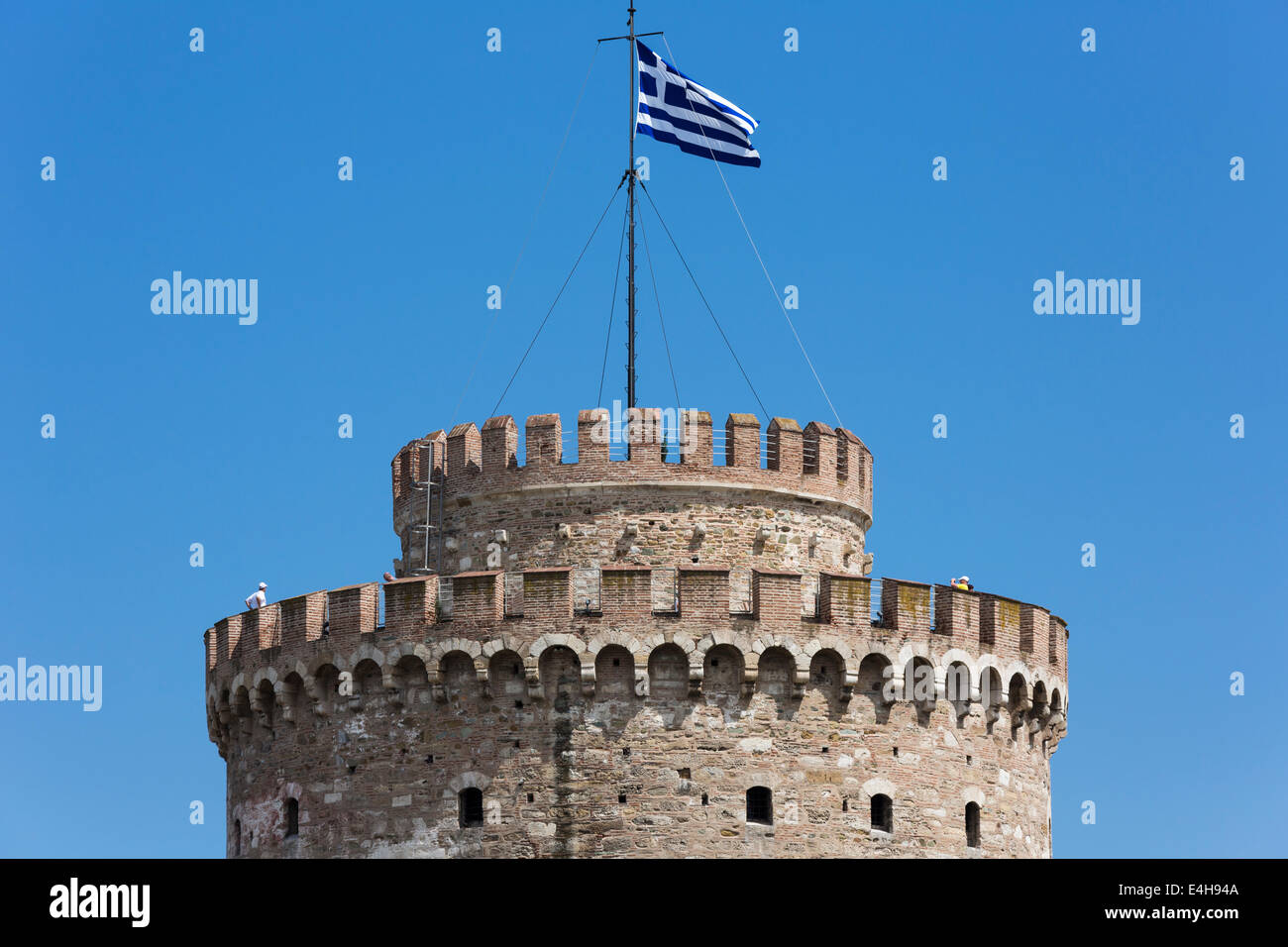 Il distintivo della città, la Torre Bianca di Salonicco, Grecia. Foto Stock