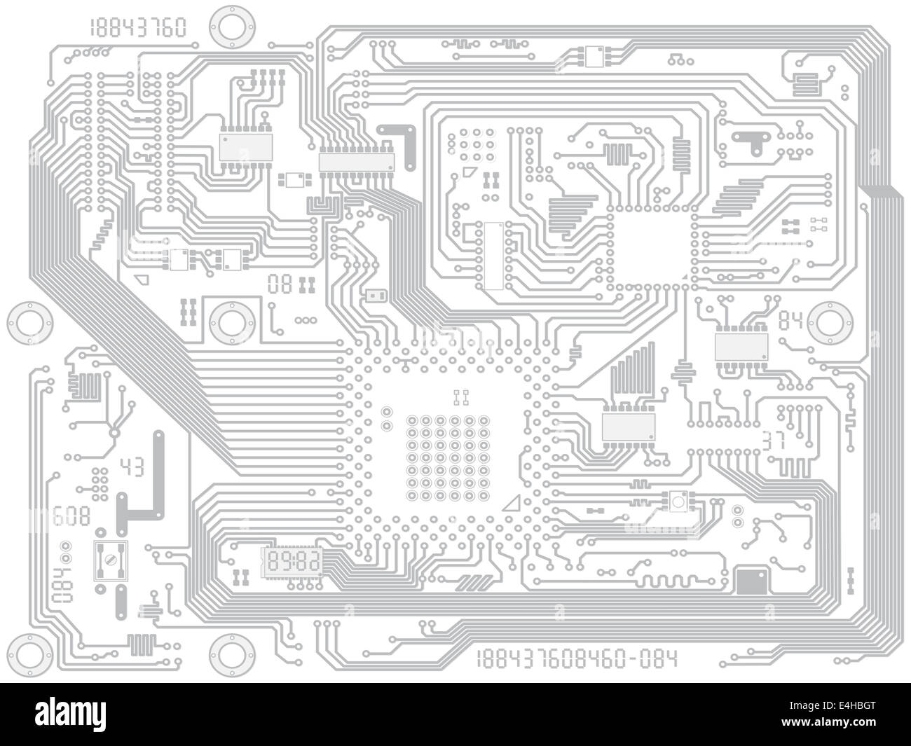 Scheda a circuito stampato il disegno del calcolatore elettronico - scheda  madre con chip. Industria background tecnico Foto stock - Alamy