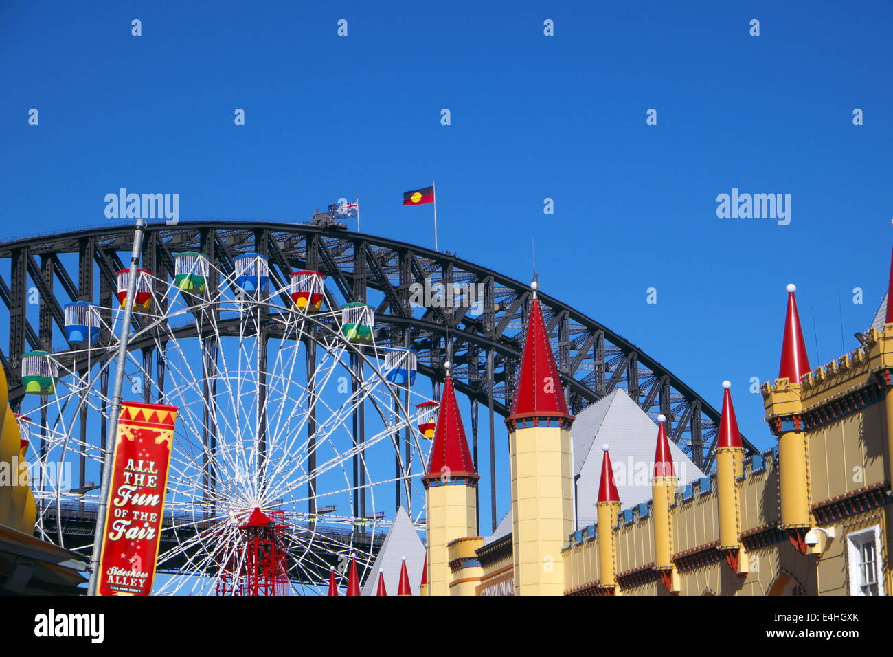 Sydney Luna Park e il Ponte del Porto di Sydney, Nuovo Galles del Sud, Australia Foto Stock