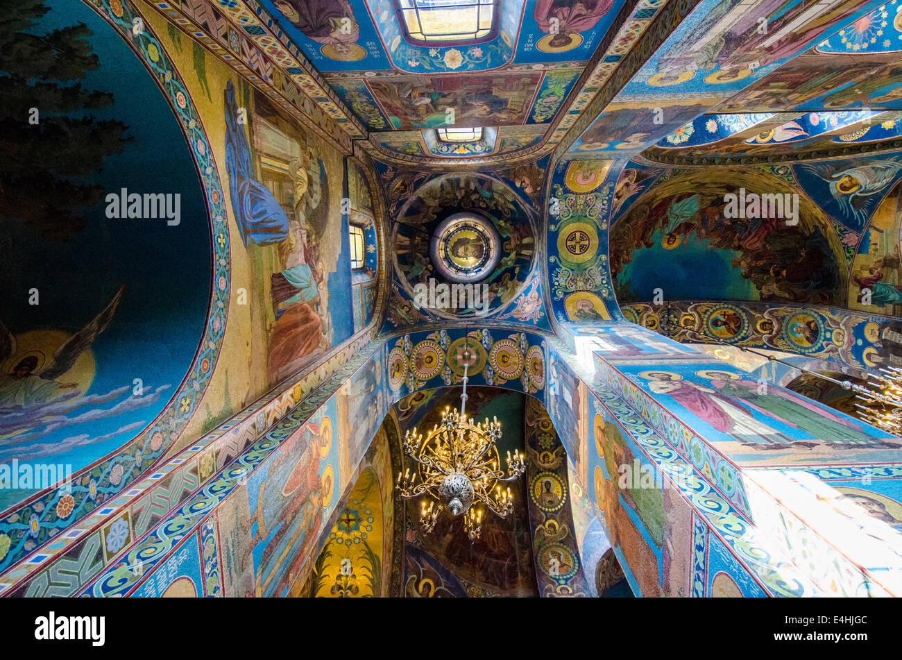 Interno della chiesa del Salvatore del sangue versato a San Pietroburgo, Russia Foto Stock
