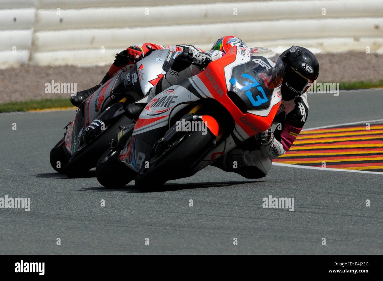 Sachsenring, in Germania. 12 Luglio, 2014. MotoGP di Germania, qualifica. Moto2 rider Nina Prinz (QMMF RACING TEAM) durante le sessioni di qualifica. Credito: Azione Sport Plus/Alamy Live News Foto Stock