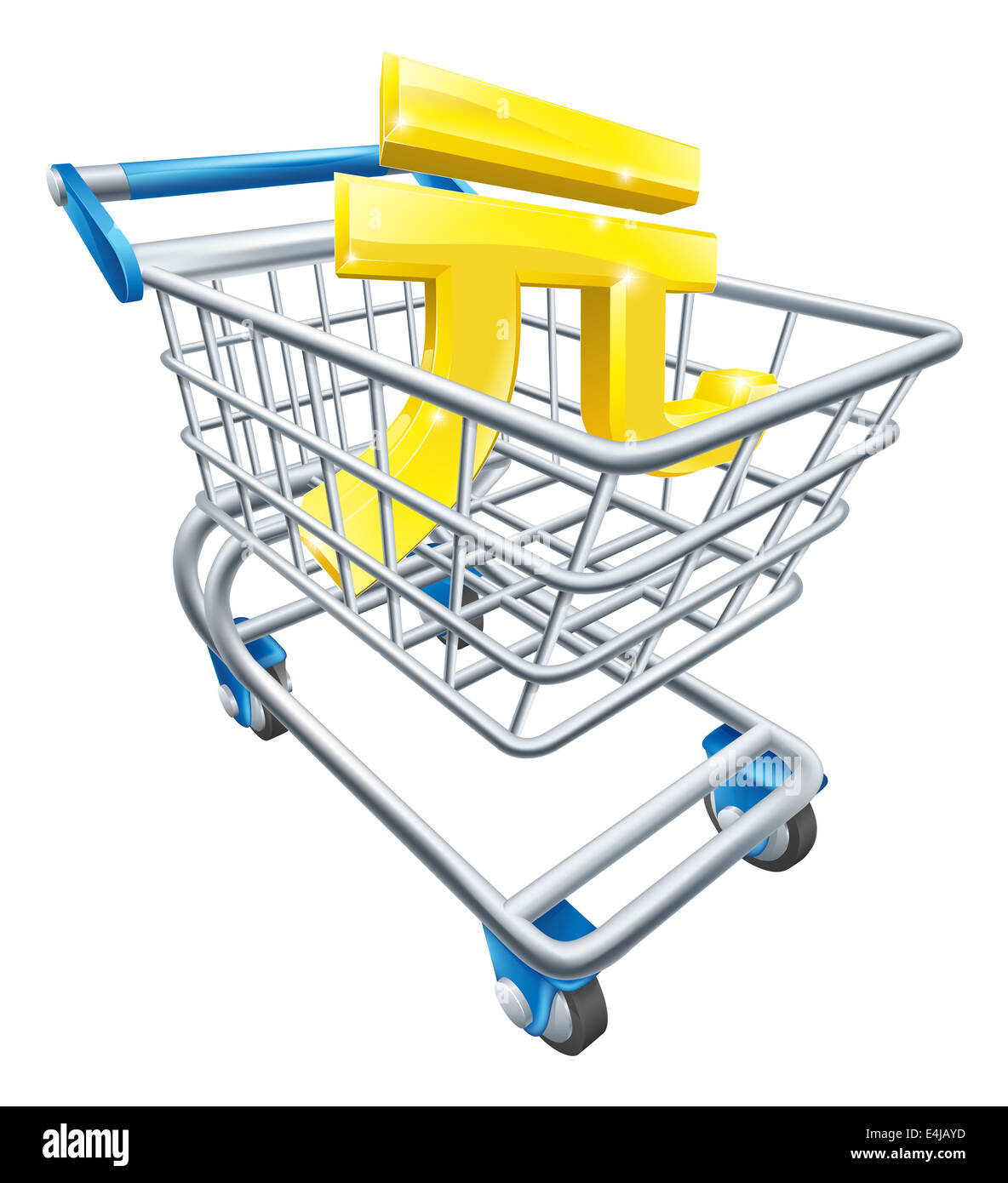 Moneta Yuan carrello concetto di Yuan firmare in un supermercato carrello o carrello Foto Stock