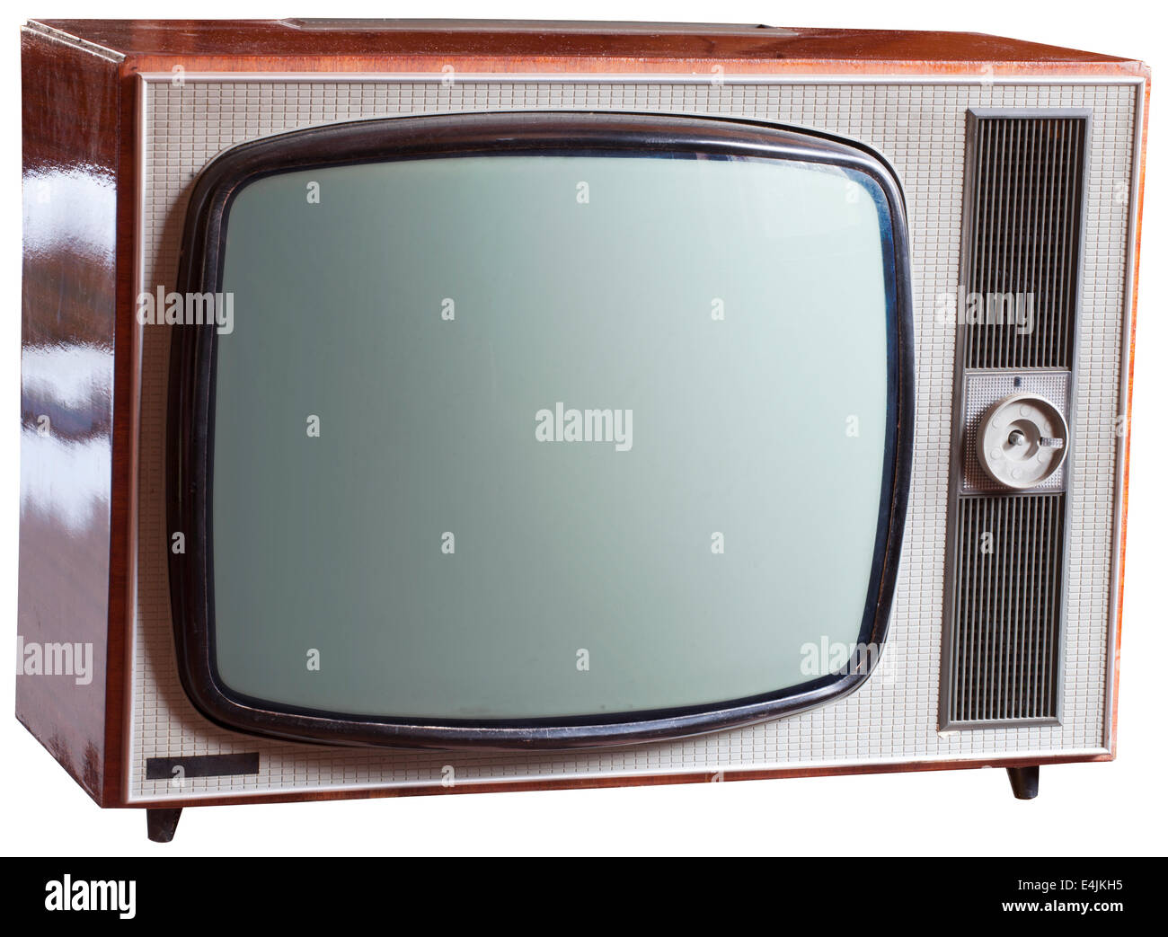 Il vecchio russo in bianco e nero TV set isolato su bianco con i tracciati di ritaglio Foto Stock