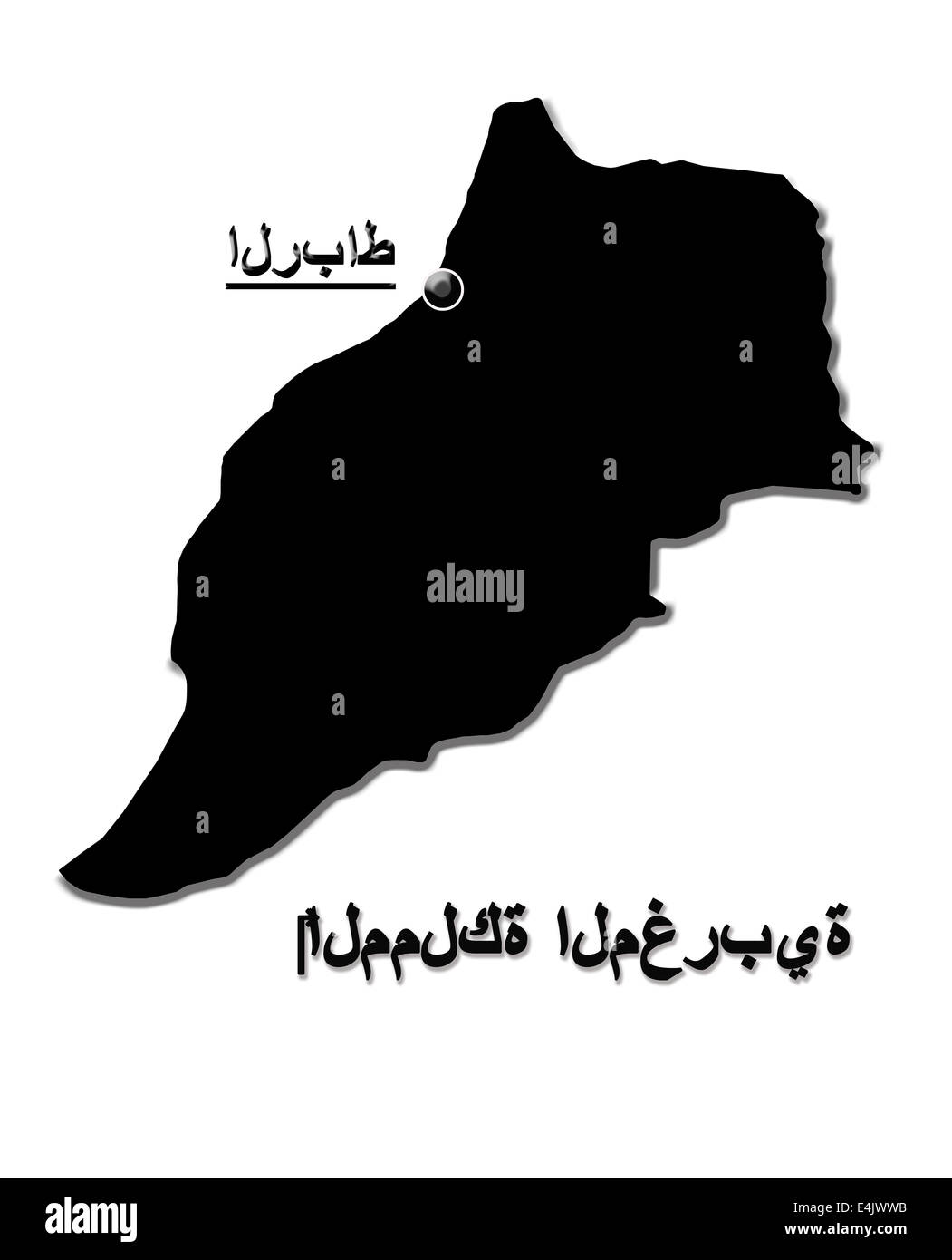 Mappa di Regno del Marocco isolato su bianco Foto Stock