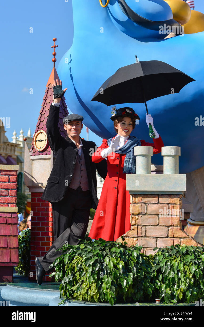 Mary Poppins e Bert, personaggi Disney World, a Orlando Foto Stock