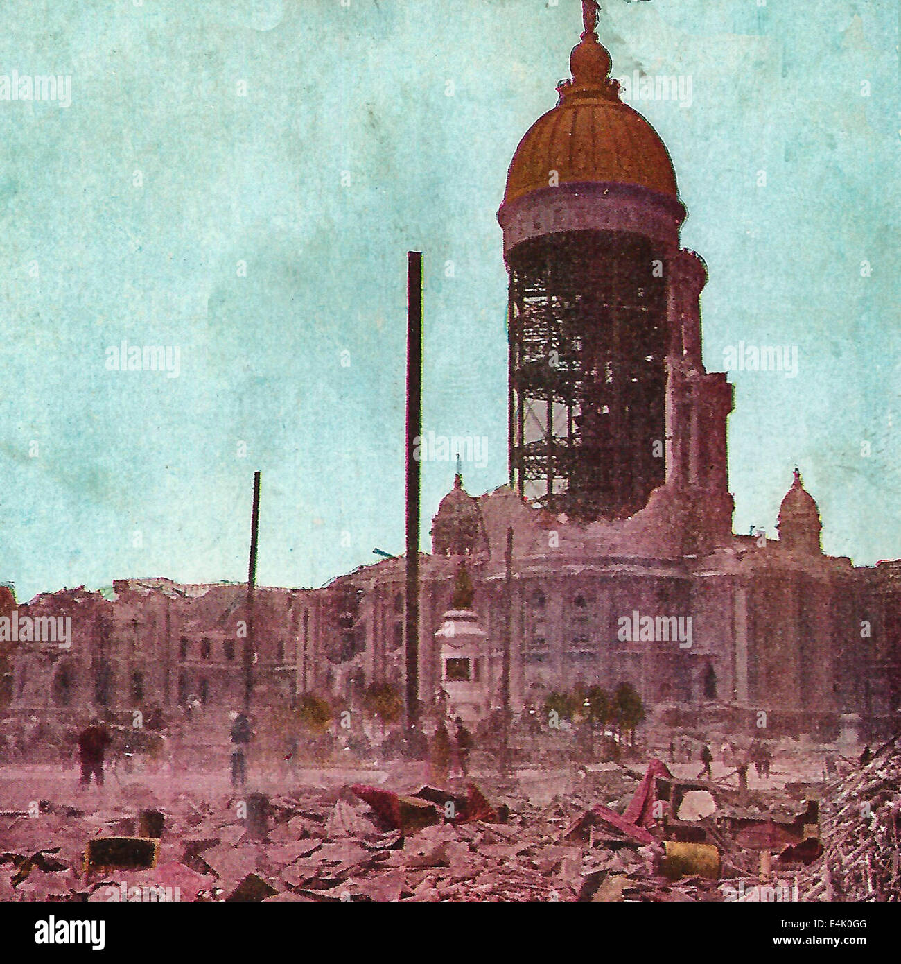 San Francisco Six-Million Dollar City Hall contenente i record municipale distrutto dal terremoto Foto Stock