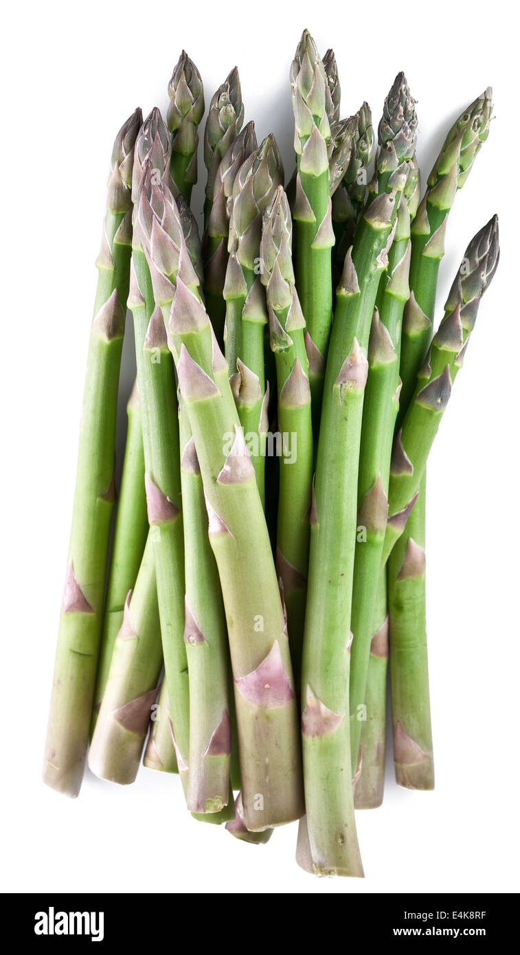 Gli asparagi isolato su uno sfondo bianco. Foto Stock