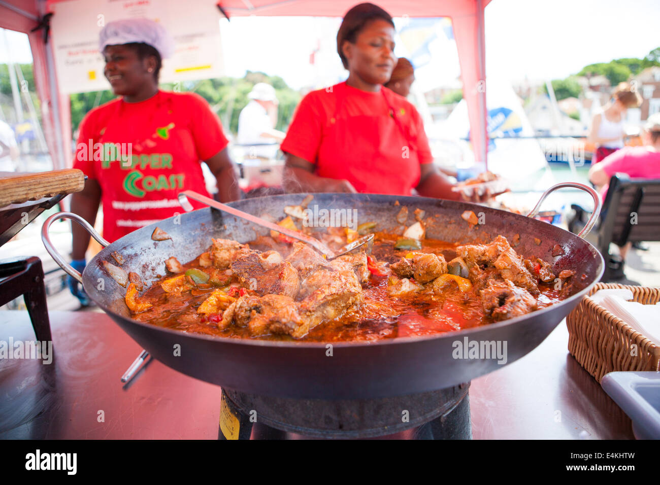 Caraibi street food Dorset festival di frutti di mare. Weymouth, Dorset Regno Unito Foto Stock