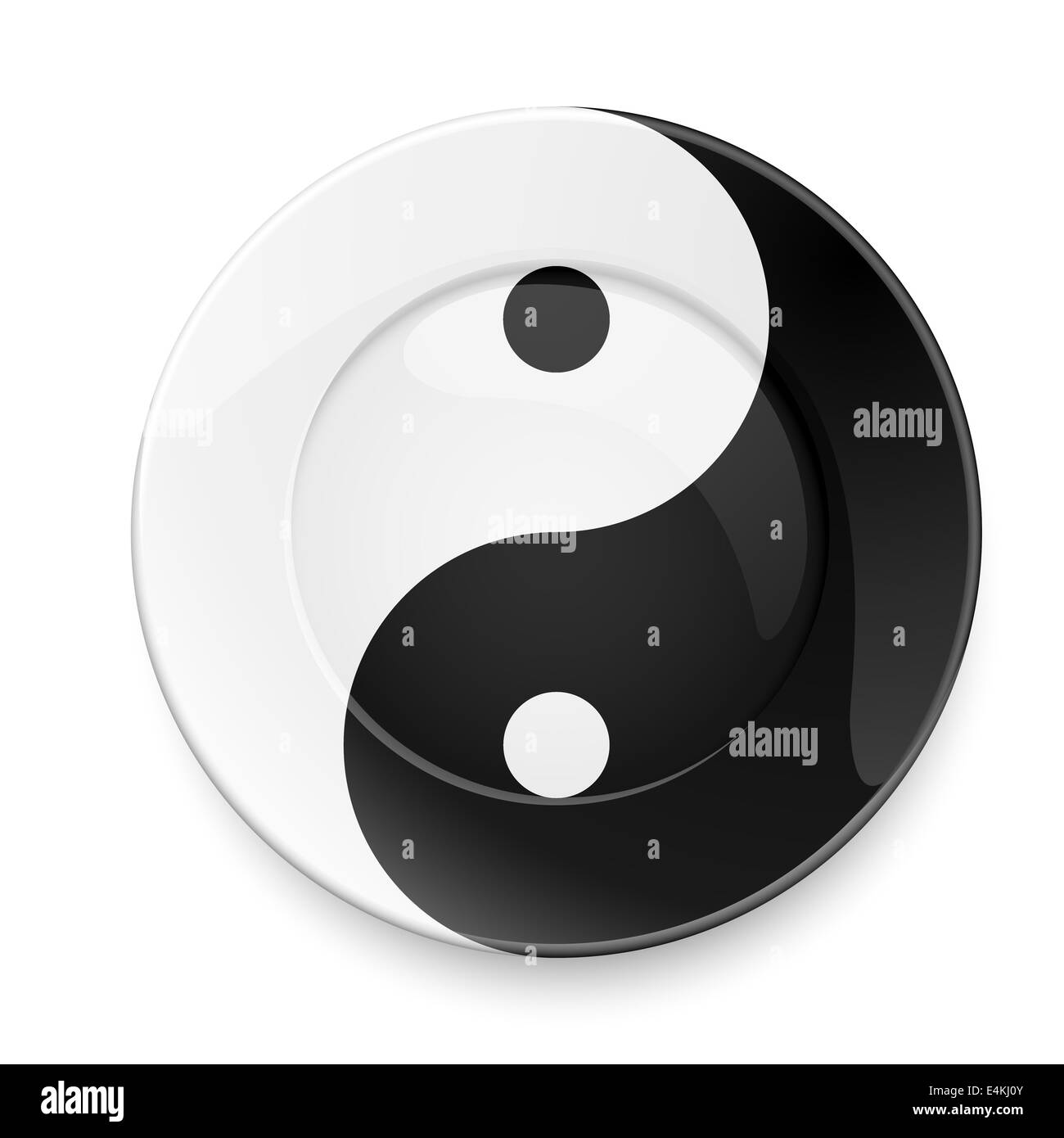 Round piastra piana con lo Yin e lo Yang simbolo Foto Stock