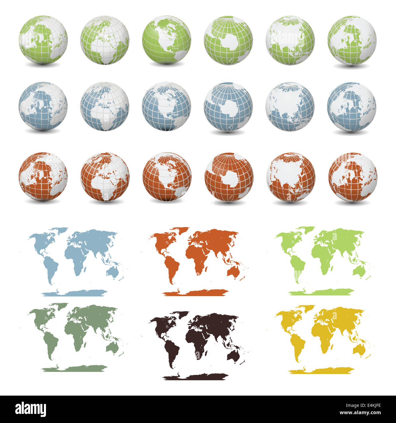 Raccolta di mappe terrestri e globi Foto Stock