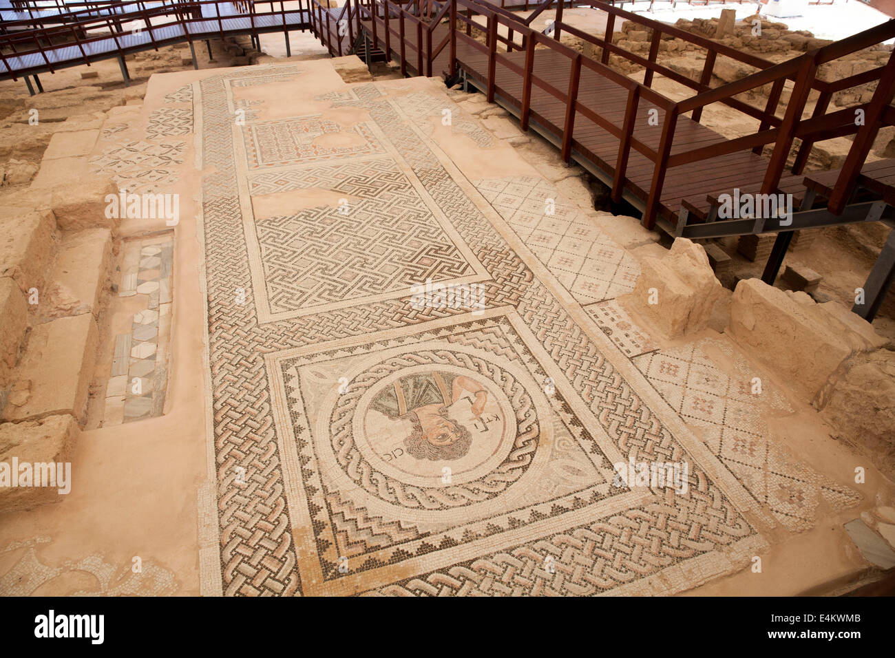 Pavimento a mosaico in rovine di Kourion in Cipro Foto Stock