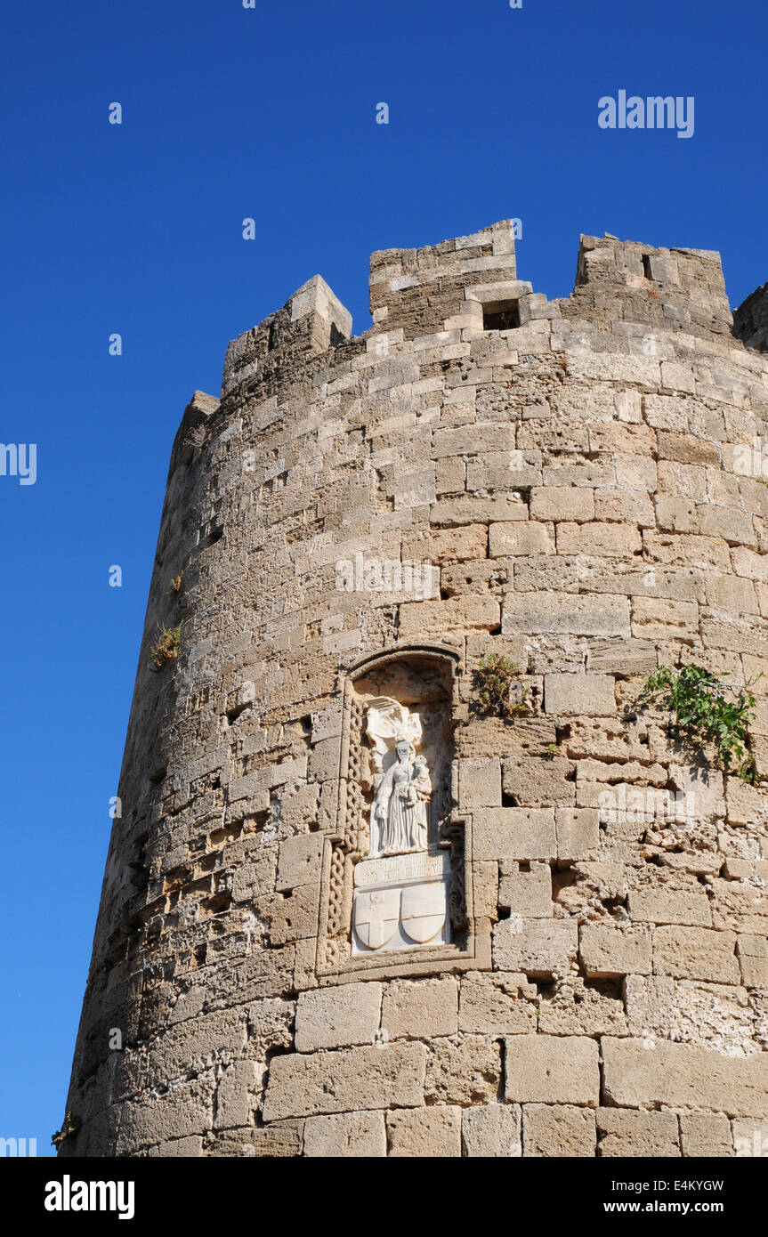 Le fortificazioni di Rodi, Grecia Foto Stock