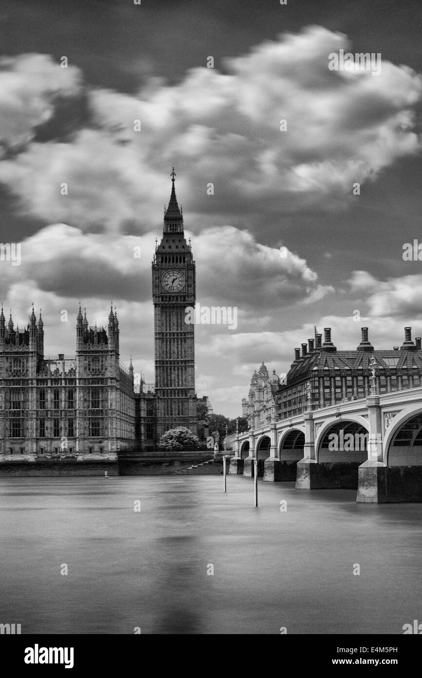 La Casa del Parlamento, il Big Ben e Westminster Bridge Foto Stock