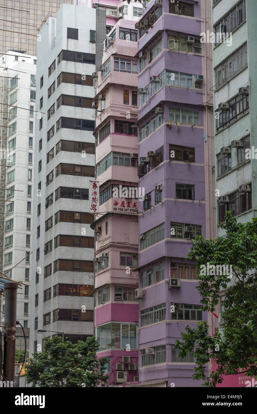 Cina Hong Kong grattacieli strada di città URBAN Foto Stock