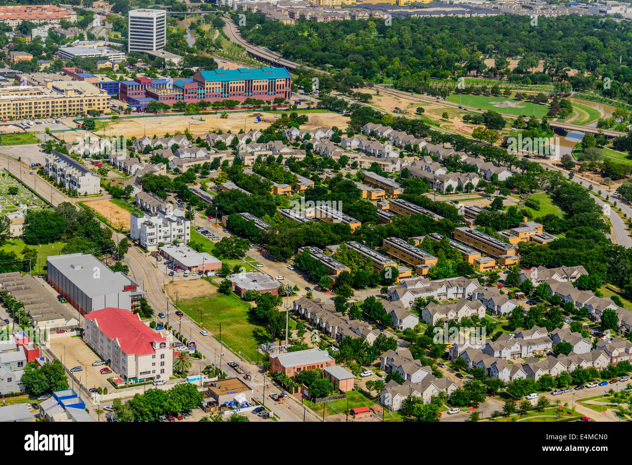 Edifici e strade urbane nel centro cittadino di Houston Foto Stock