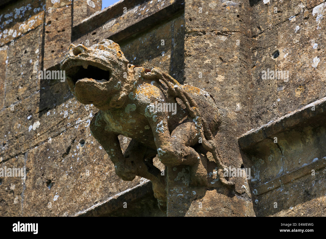 Gargoyle, Chiesa Parrocchiale di Santa Maria e Castello di Sudeley, Gloucestershire Foto Stock