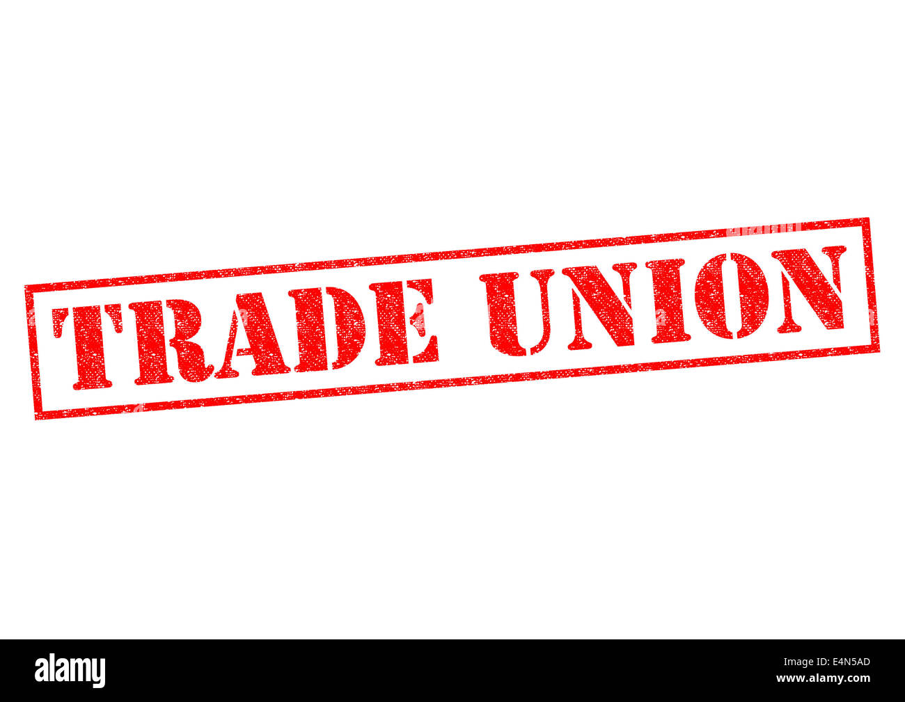 Sindacato rosso timbro di gomma su uno sfondo bianco. Foto Stock