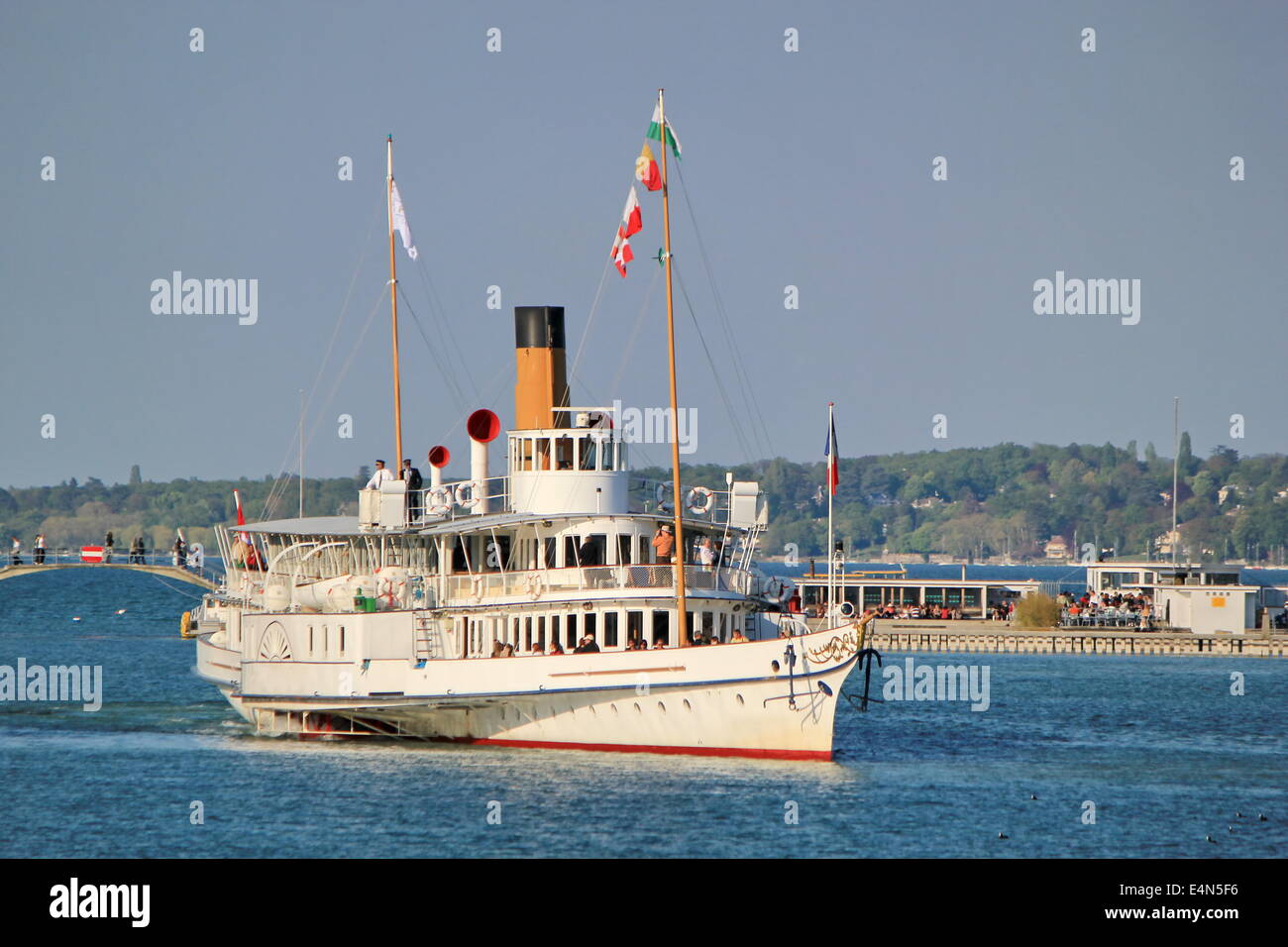 Vecchio steamboat, Ginevra, Svizzera. Foto Stock