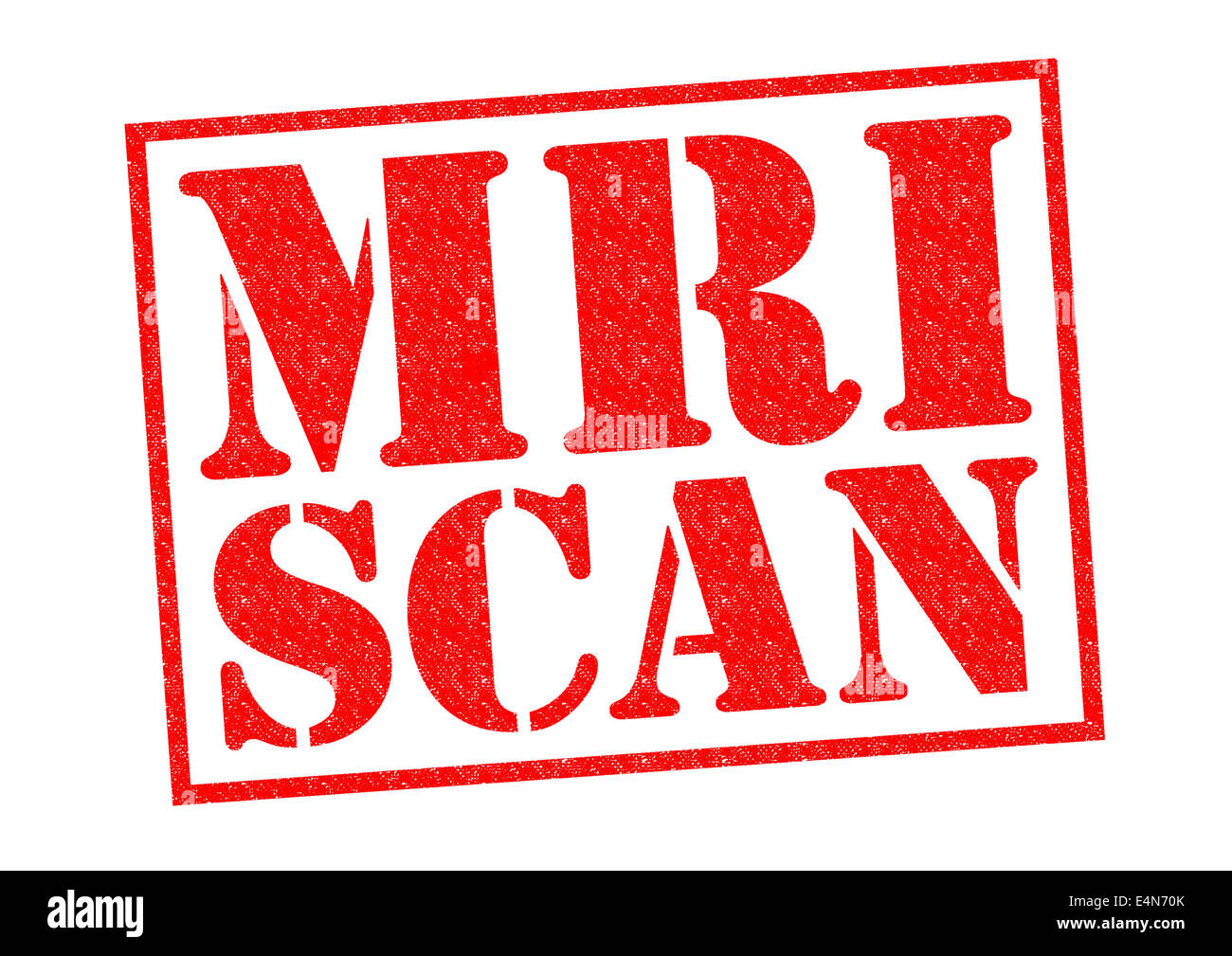 MRI scan rosso timbro di gomma su un sfondo whoite. Foto Stock