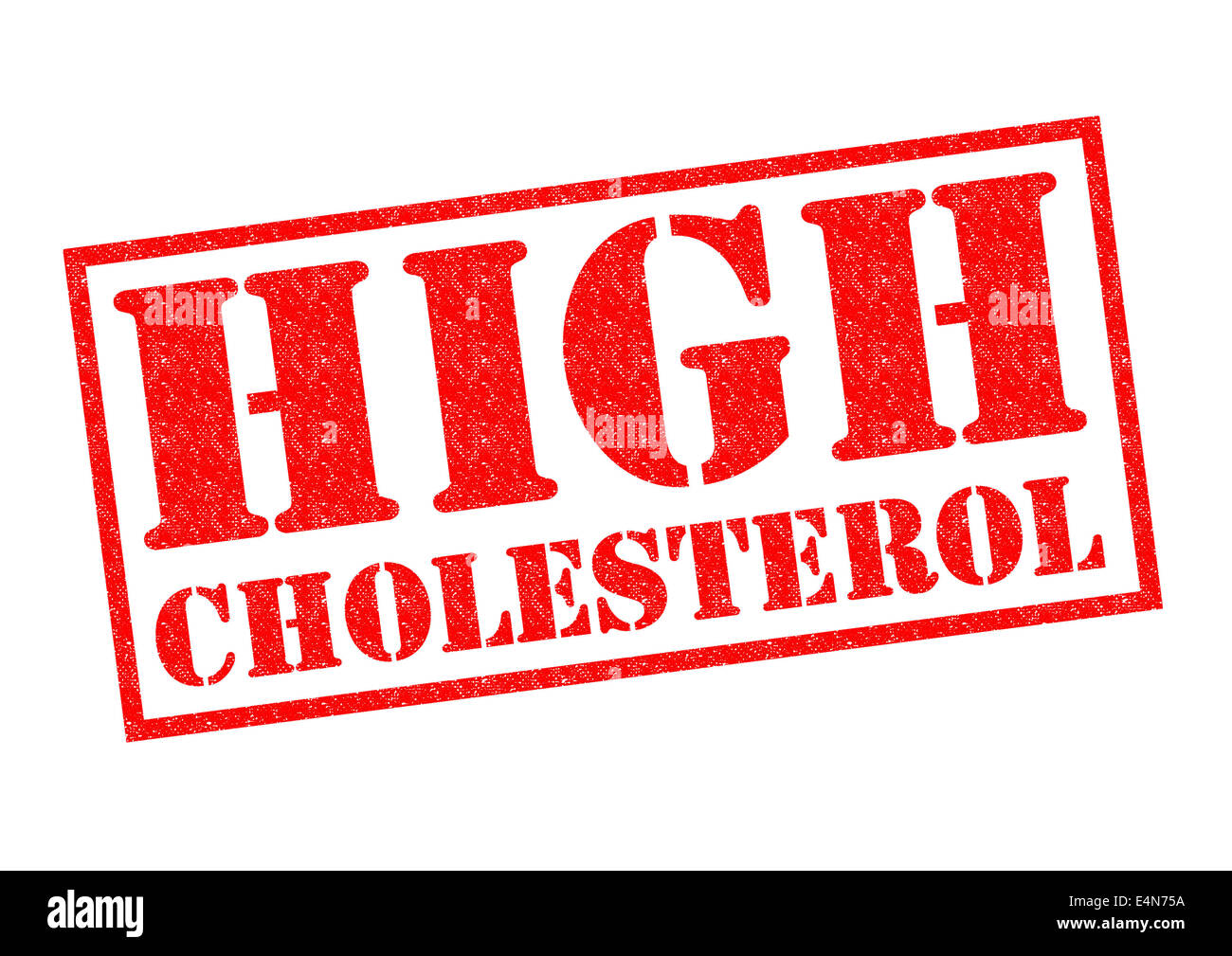 Colesterolo alto rosso timbro di gomma su uno sfondo bianco. Foto Stock