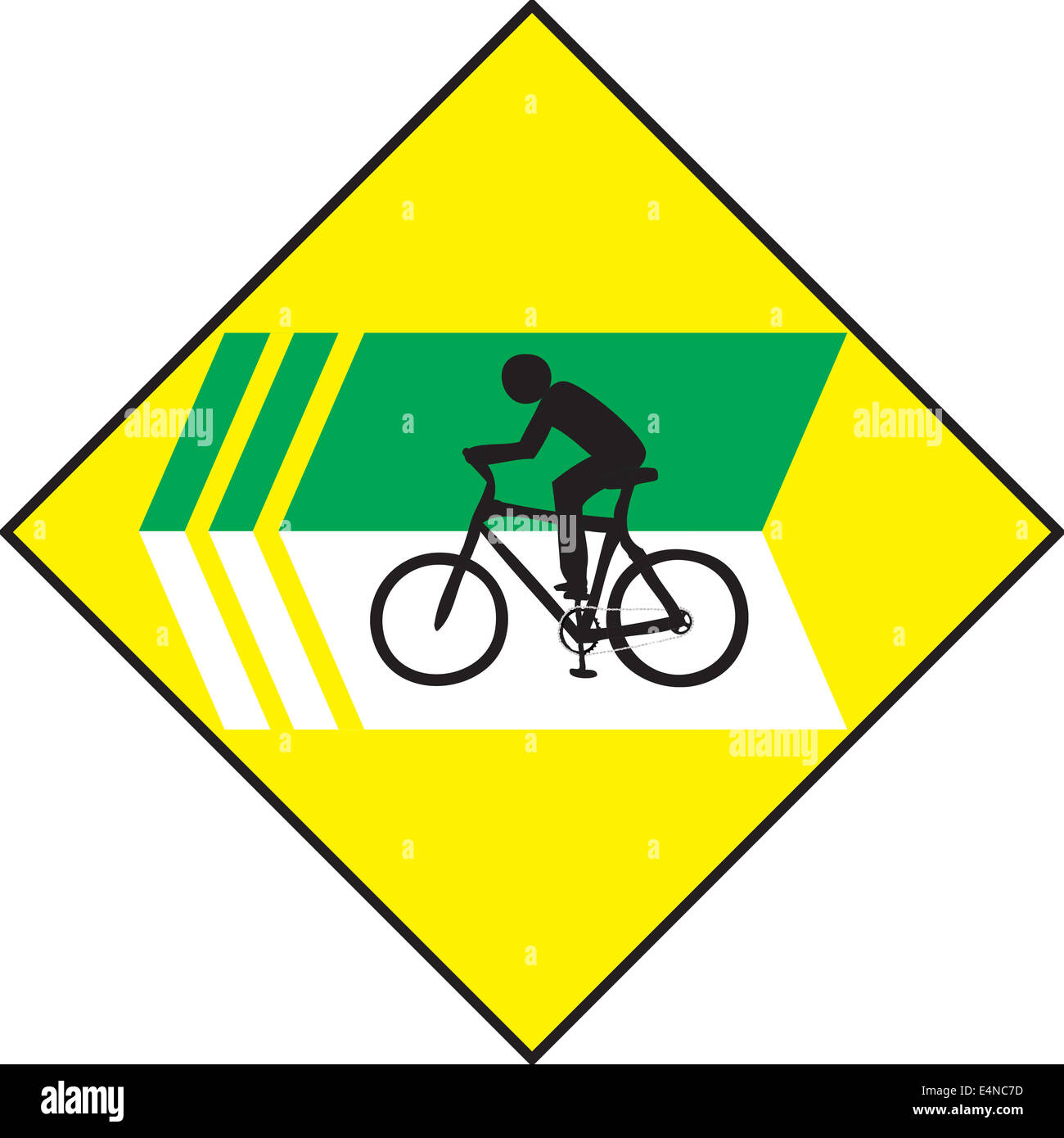 Vettore di girare a sinistra in segno di bicicletta etichetta. Foto Stock