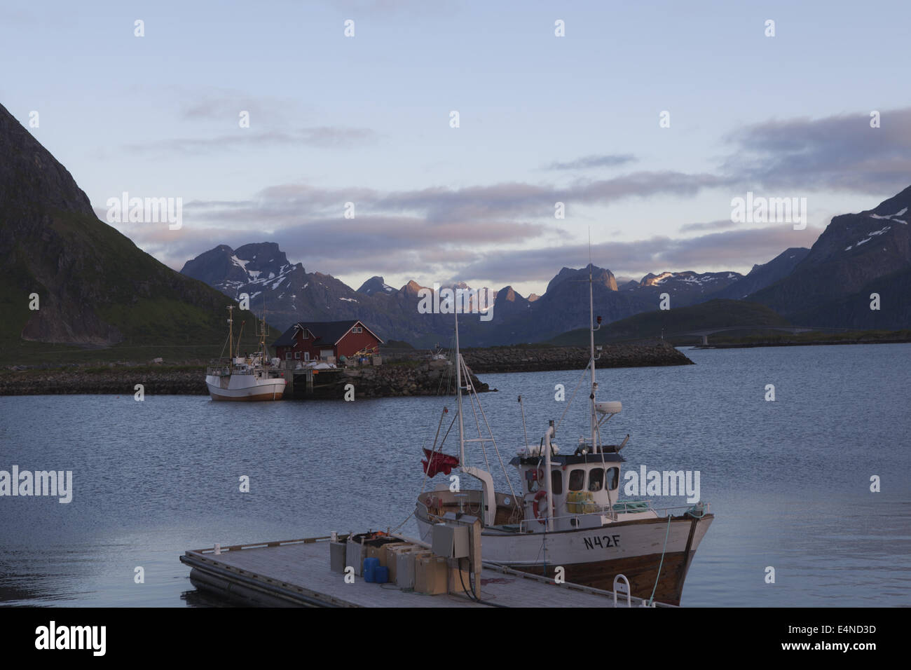 La pesca cutter in Ramberg, Norvegia Foto Stock