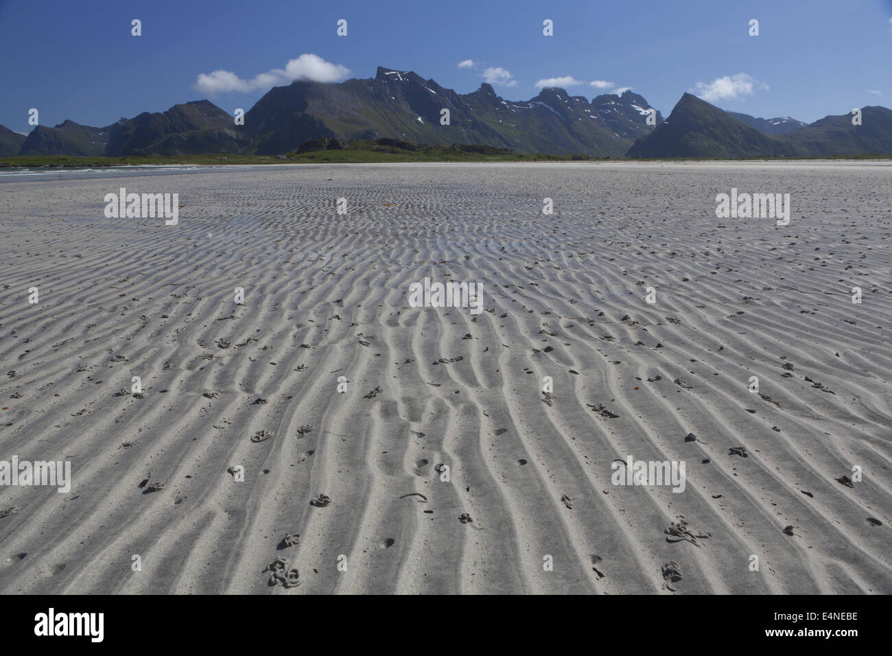 Spiaggia, Krystad, Isole Lofoten in Norvegia Foto Stock
