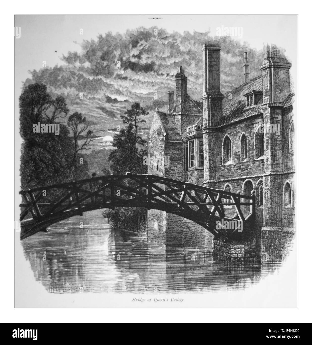 Il ponticello del Queens College di Cambridge Illustrazione da "Le isole britanniche - Cassell Petter & Galpin parte 19 pittoresca l'Europa. 1877' pittoresca Europa è stata illustrata una serie di riviste pubblicate da Cassell Petter, Galpin & Co. di Londra, Parigi e New York in 1877. Le pubblicazioni turistiche raffigurato tormenta in Europa, con le descrizioni di testo e acciaio e legno incisioni da eminenti artisti del tempo, come Harry Fenn, William H J Boot, Thomas C. L. Rowbotham, Henry T. Green , Myles B. Foster John Mogford , David H. McKewan, William L. Leitch, Edmund M. Wimperis e Giuseppe B. Smith. Foto Stock