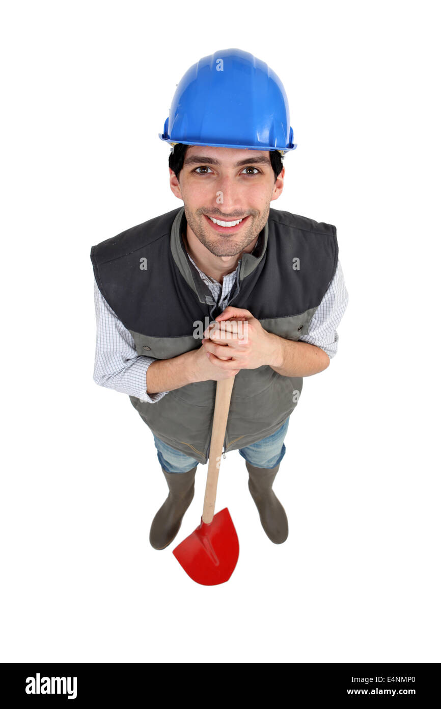 Paesaggio giardiniere si presentò con la pala Foto Stock