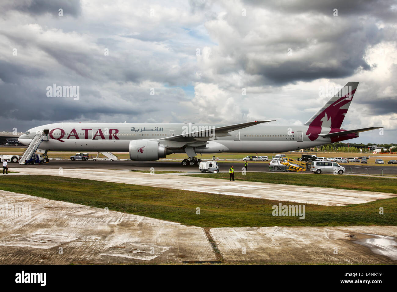 Un aeromobili Boeing 777 della Qatar Airways Foto Stock