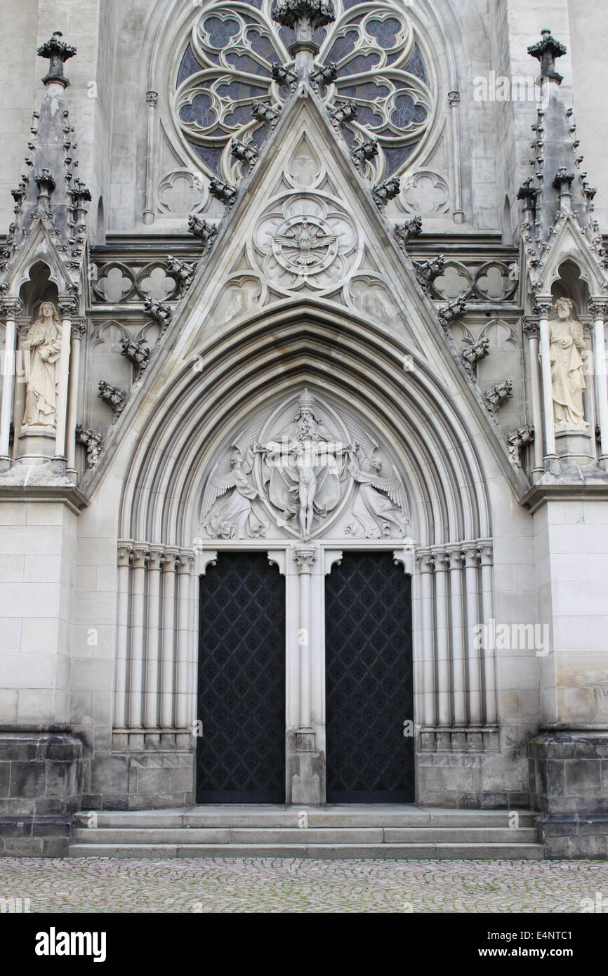 La facciata della facciata di San Venceslao nella cattedrale di Olomouc, Repubblica Ceca Foto Stock