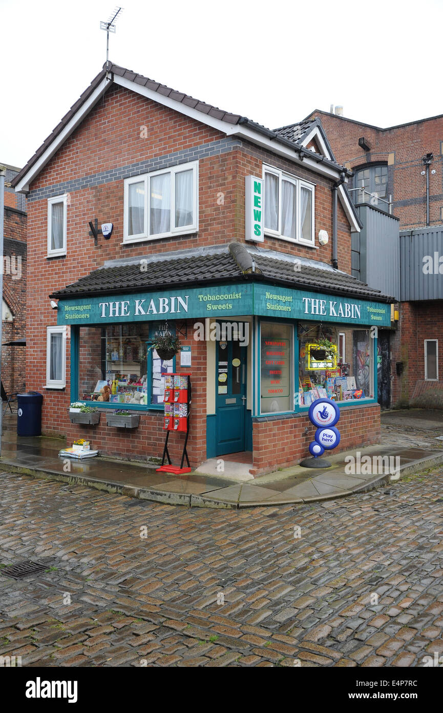 Il Kabin sul set di Coronation Street presso la ITV Granada Studios, Quay Street, Manchester, Regno Unito Foto Stock