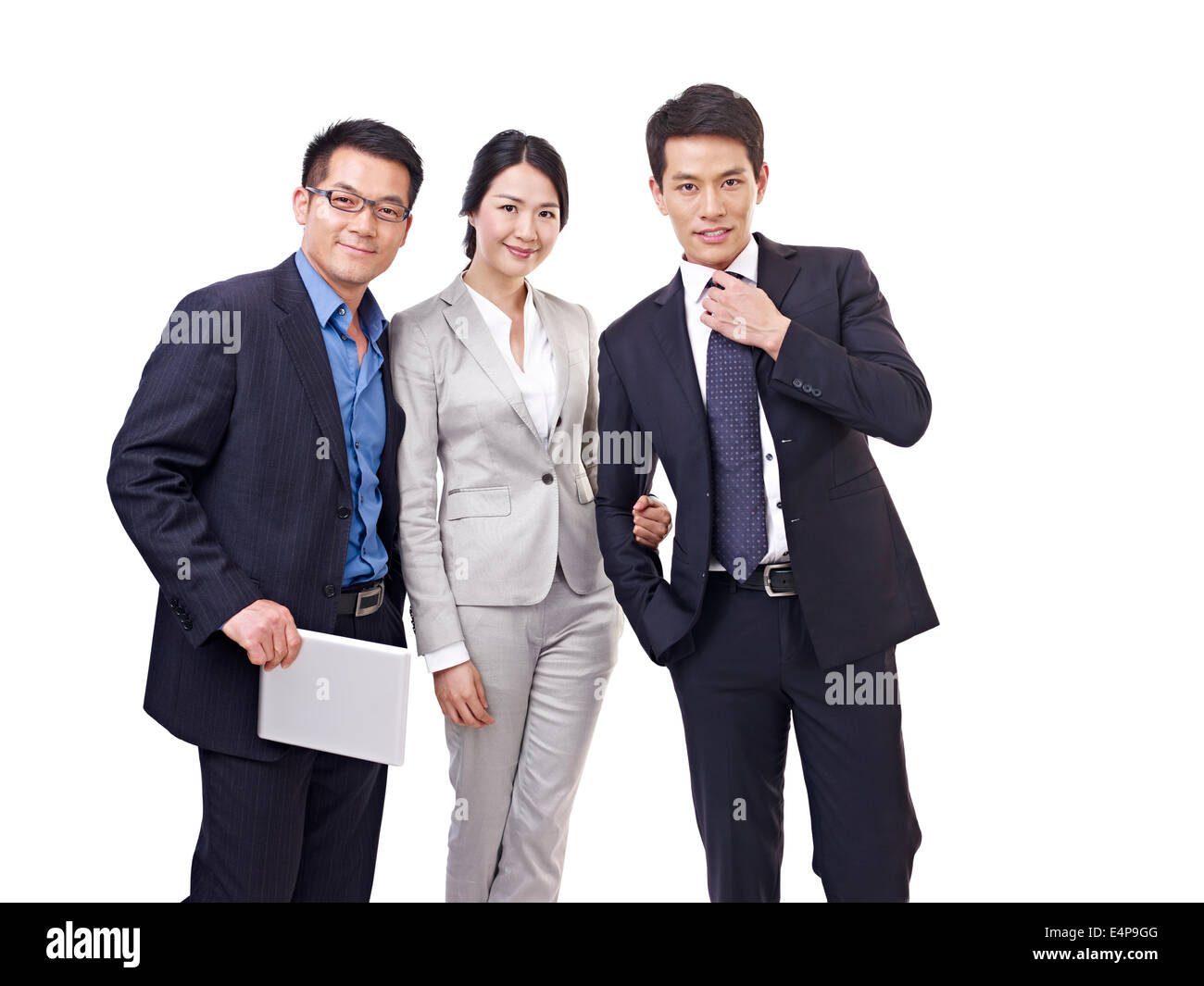 Ritratto di uomini d'affari asiatici, isolato su bianco. Foto Stock