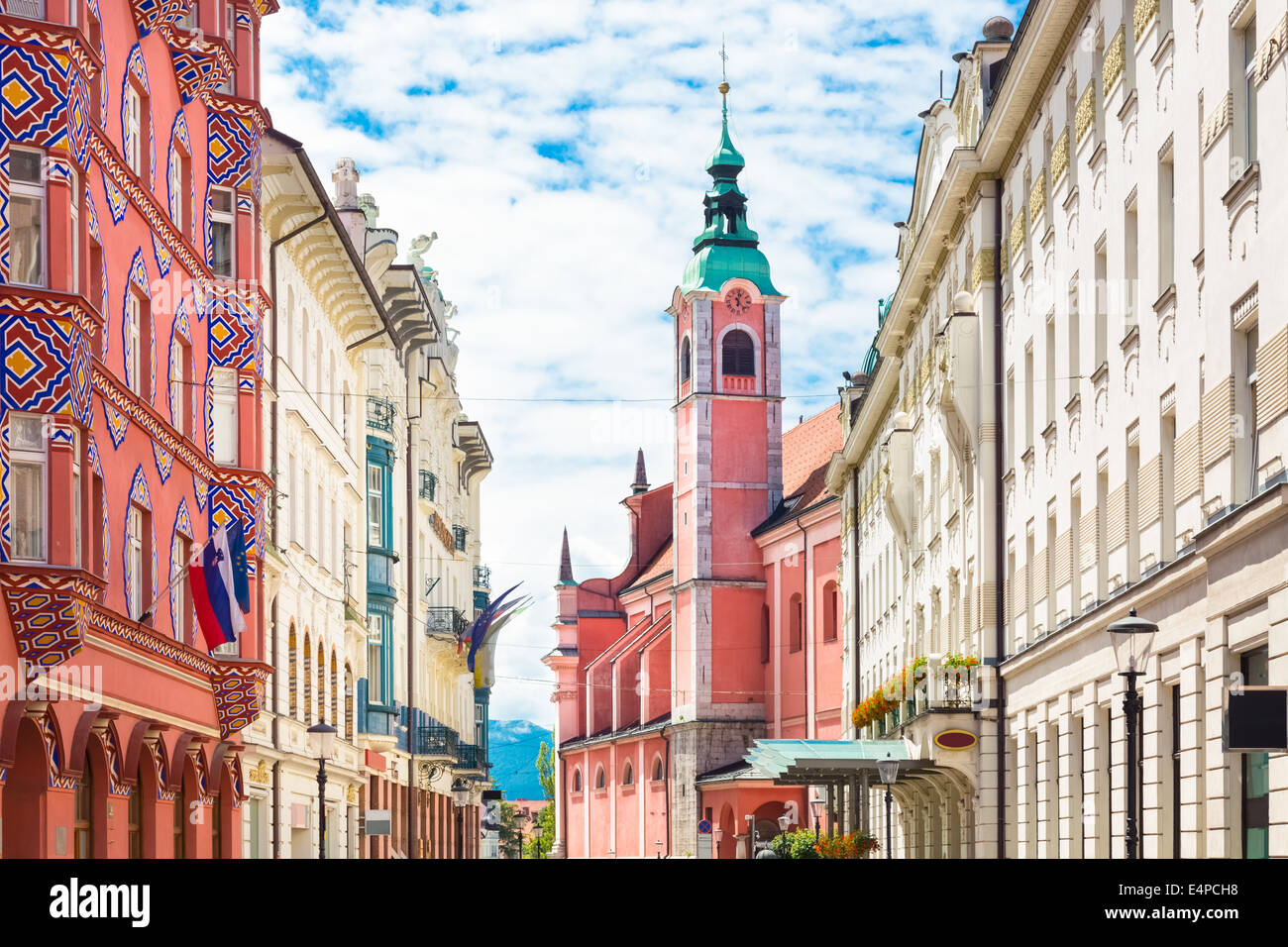 Miklosic Street a Ljubljana, Slovenia. Foto Stock