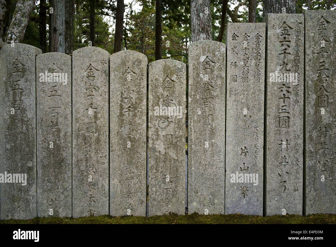 Pietre sul percorso Danjo Garan in Koya-san, Giappone Foto Stock