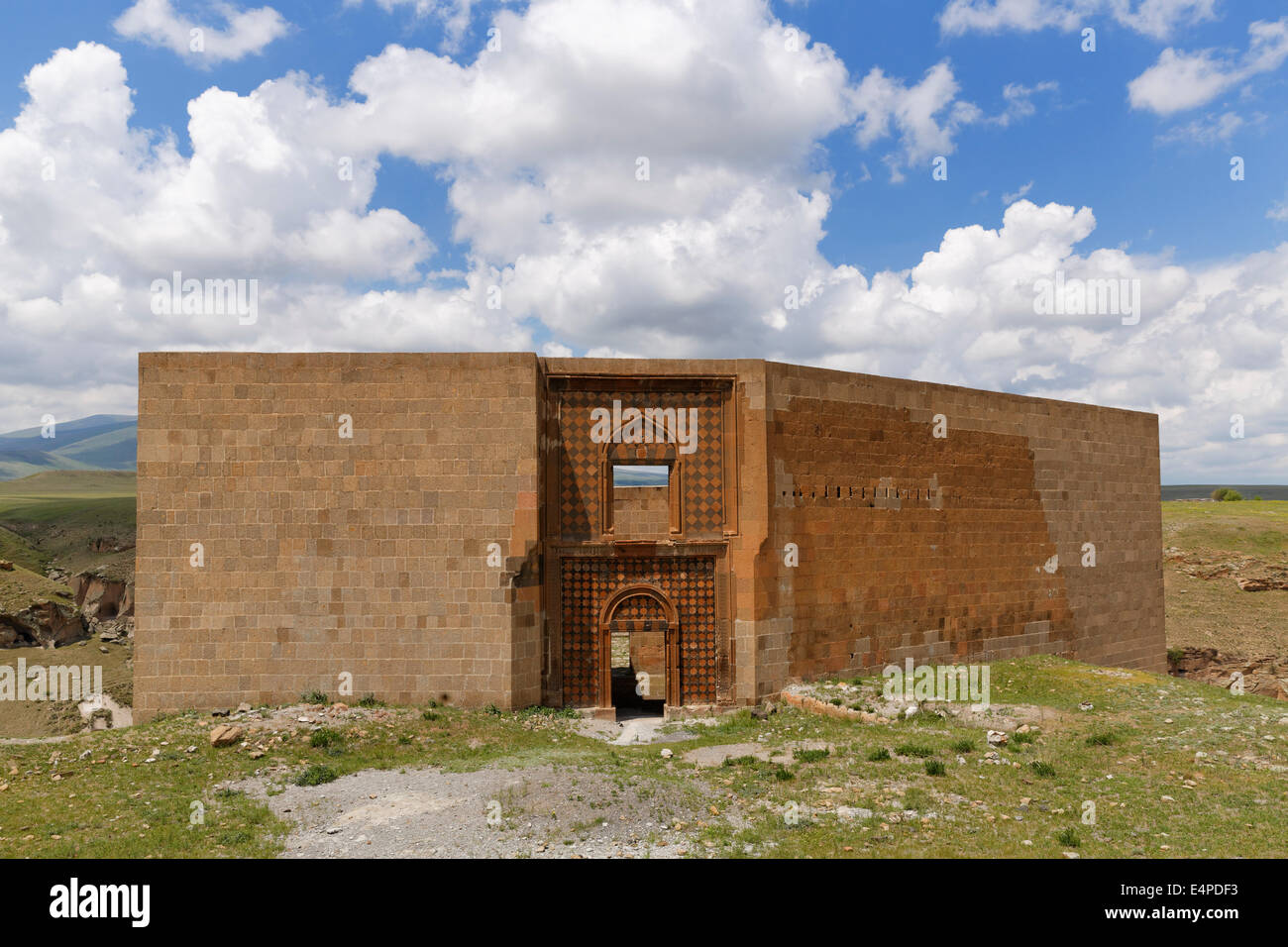 Palazzo del sultano, Sultan Sarayi, rovinato antica capitale armena di Ani, Kars, Via della Seta, Anatolia Orientale Regione, Anatolia Foto Stock