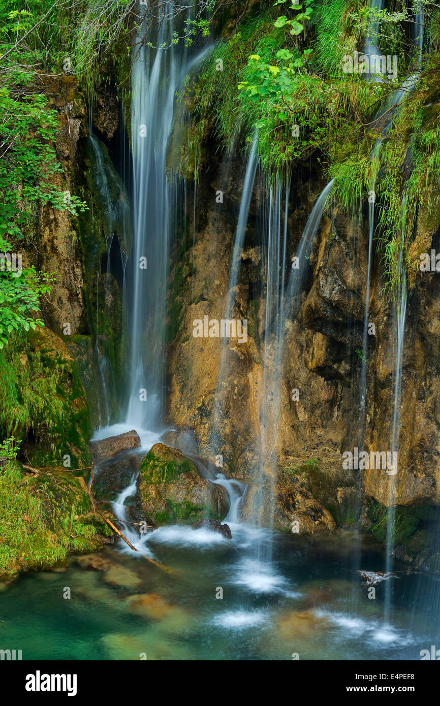 Cascata, Parco Nazionale dei Laghi di Plitvice, Jezera, Lika-Senj Affitto, Croazia Foto Stock