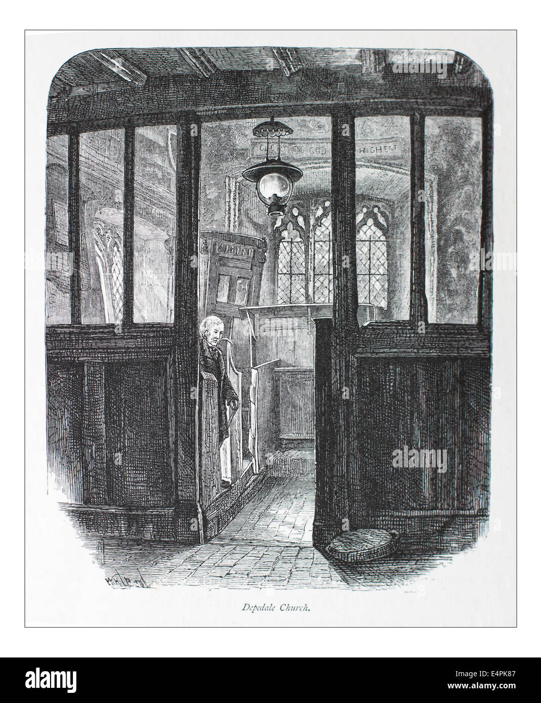 Depedale Chiesa Illustrazione da "Le isole britanniche - Cassell Petter & Galpin Parte 6 pittoresco l'Europa. Il pittoresco Europa è stata illustrata una serie di riviste pubblicate da Cassell Petter, Galpin & Co. di Londra, Parigi e New York in 1877. Le pubblicazioni turistiche raffigurato tormenta in Europa, con le descrizioni di testo e acciaio e legno incisioni da eminenti artisti del tempo, come Harry Fenn, William H J Boot, Thomas C. L. Rowbotham, Henry T. Green , Myles B. Foster John Mogford , David H. McKewan, William L. Leitch, Edmund M. Wimperis e Giuseppe B. Smith. Foto Stock