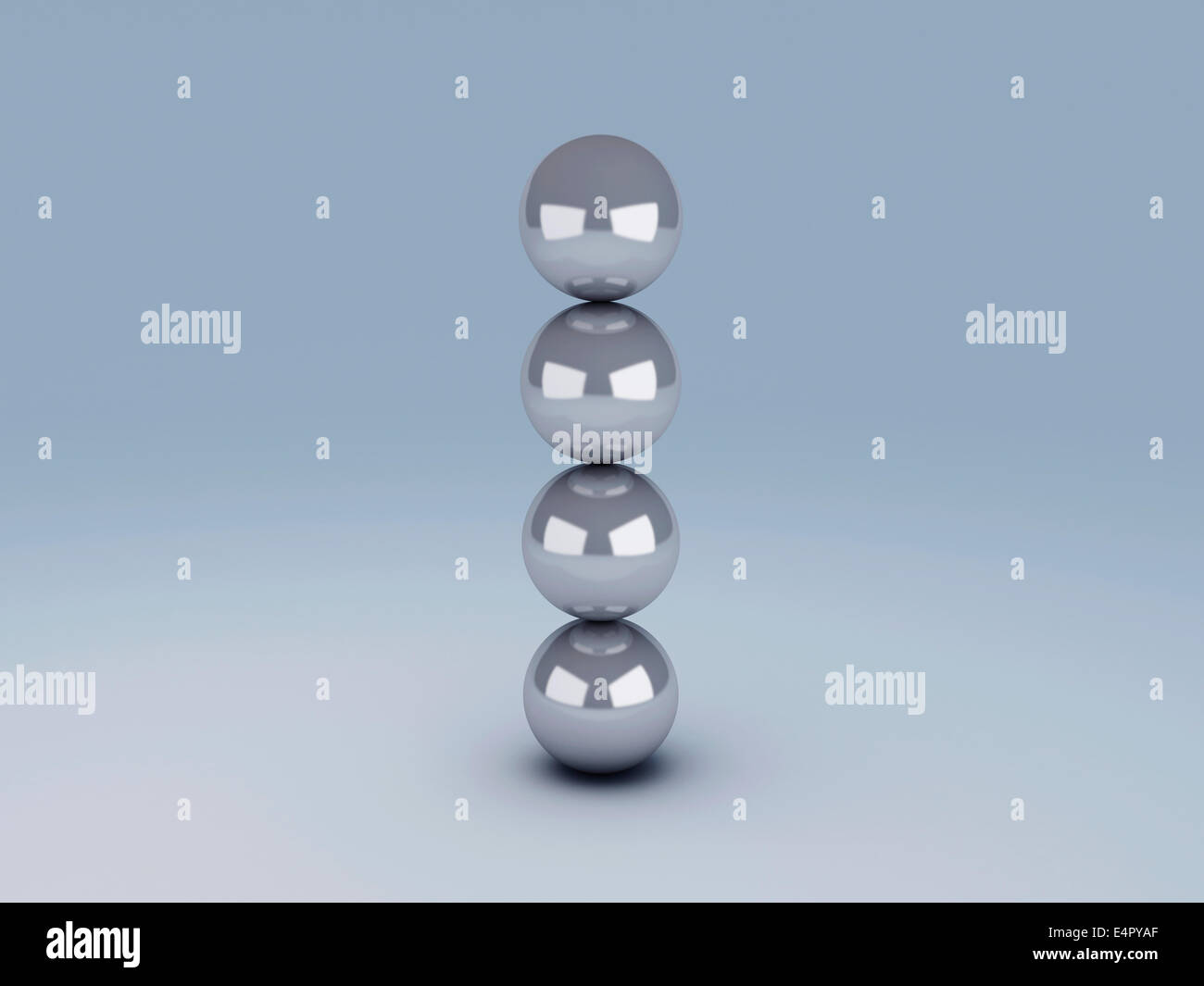 Immagine di sfere bianche in equilibrio. 3d illustrazione Foto Stock