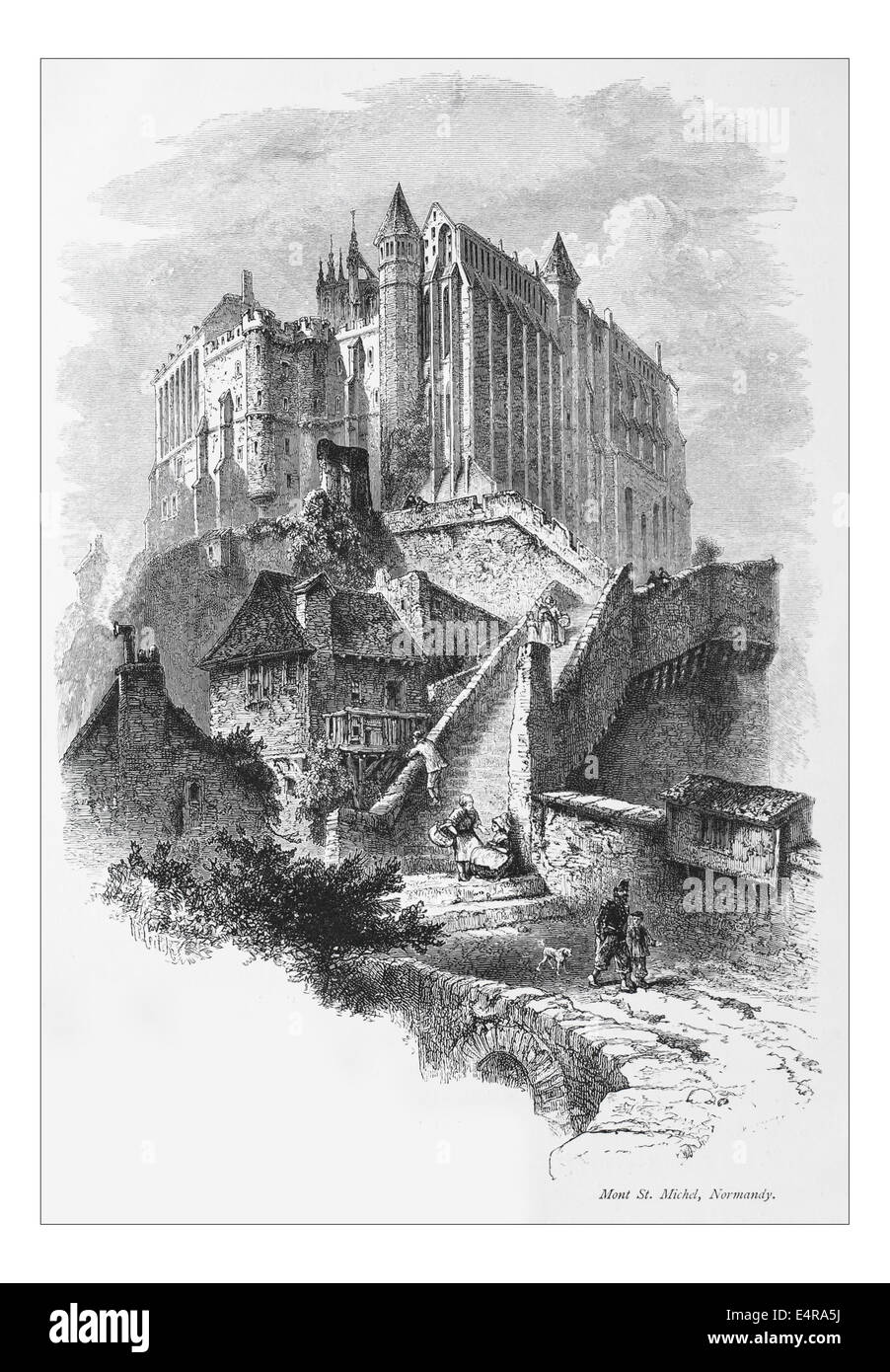 Mont st. Michel, Normandia Illustrazione da "Le isole britanniche - Cassell Petter & Galpin Parte 8 pittoresco l'Europa. Il pittoresco Europa è stata illustrata una serie di riviste pubblicate da Cassell Petter, Galpin & Co. di Londra, Parigi e New York in 1877. Le pubblicazioni turistiche raffigurato tormenta in Europa, con le descrizioni di testo e acciaio e legno incisioni da eminenti artisti del tempo, come Harry Fenn, William H J Boot, Thomas C. L. Rowbotham, Henry T. Green , Myles B. Foster John Mogford , David H. McKewan, William L. Leitch, Edmund M. Wimperis e Giuseppe B. Smith. Foto Stock