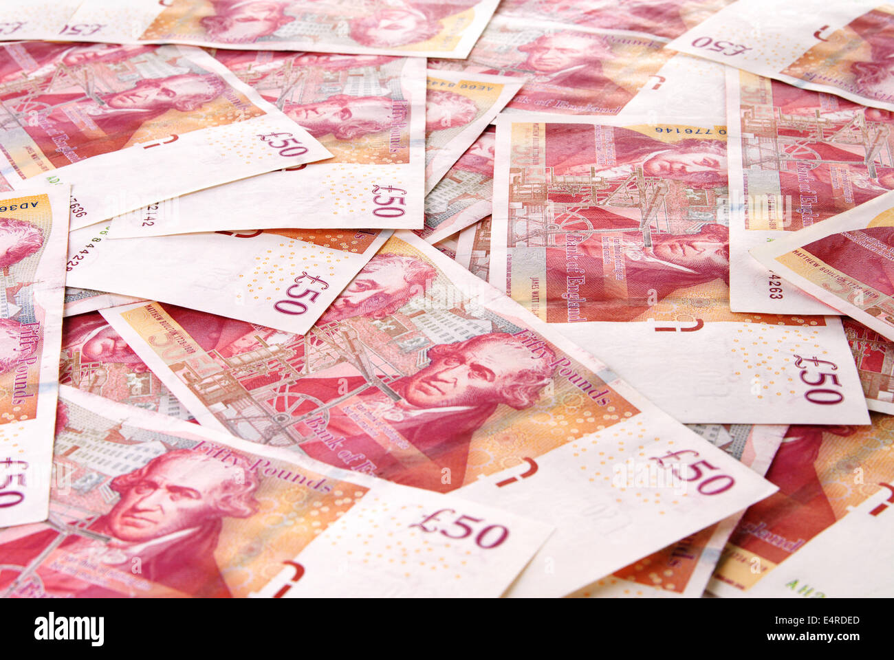 Sfondo della British cinquanta Pound Banconote Foto Stock