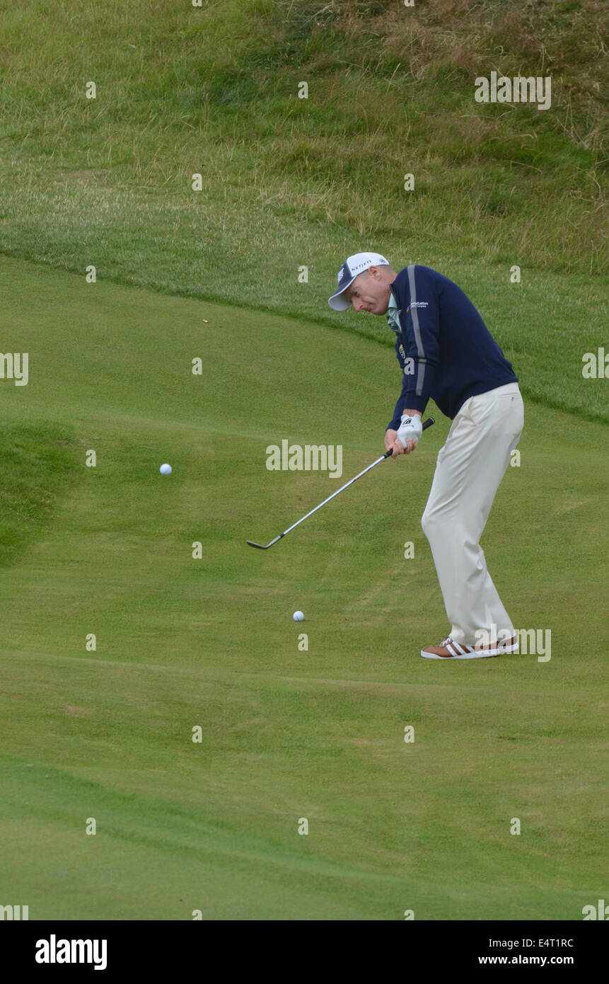 Royal Liverpool Golf Club, Hoylake, UK. 16 Luglio, 2014. Il finale aperto giorno di pratica. Jim Furyk durante la sua pratica rotonda. Credito: rsdphotography/Alamy Live News Foto Stock