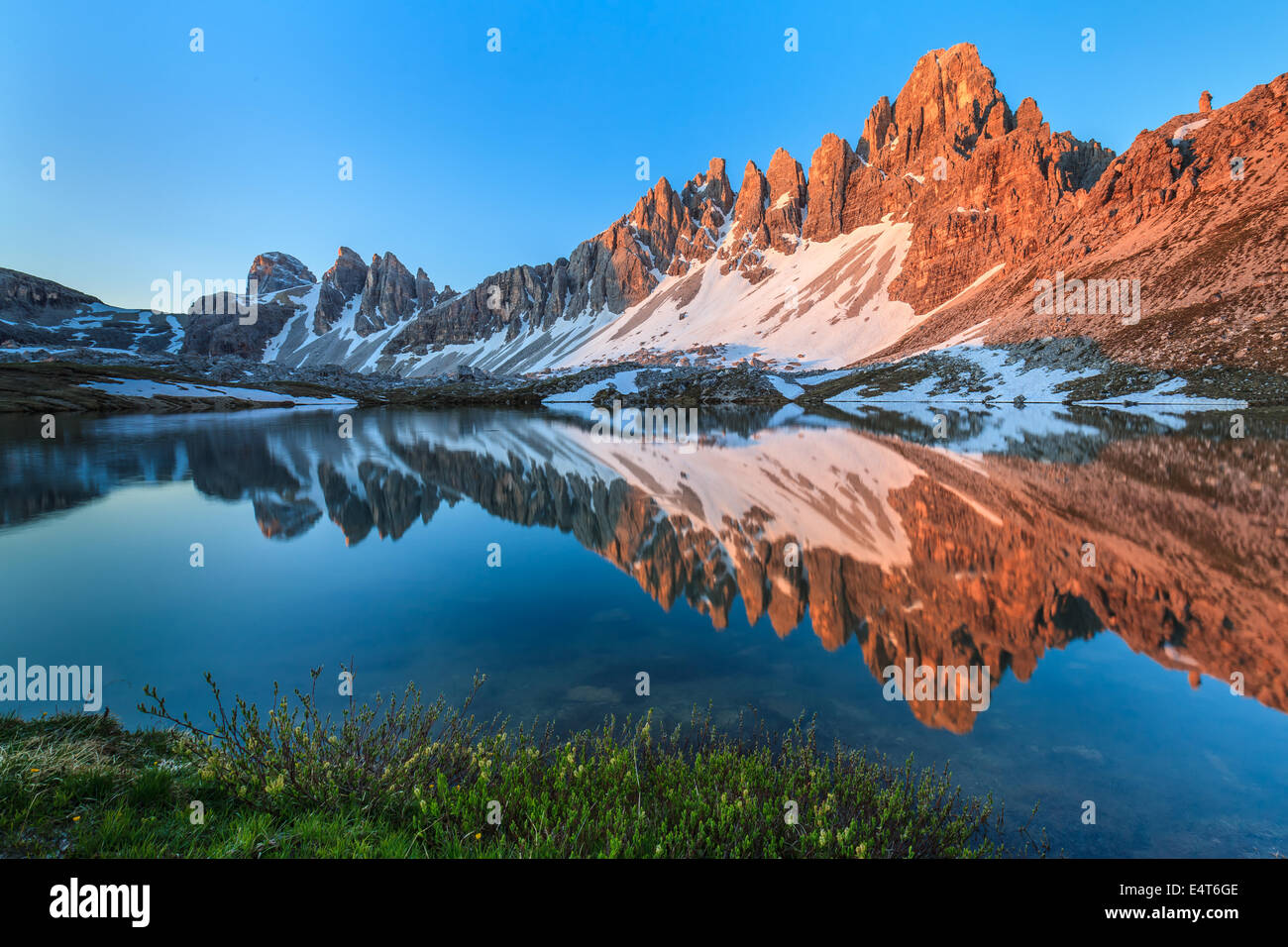 Lago dei piani. Tre Cime, Dolomiti italiane Foto Stock