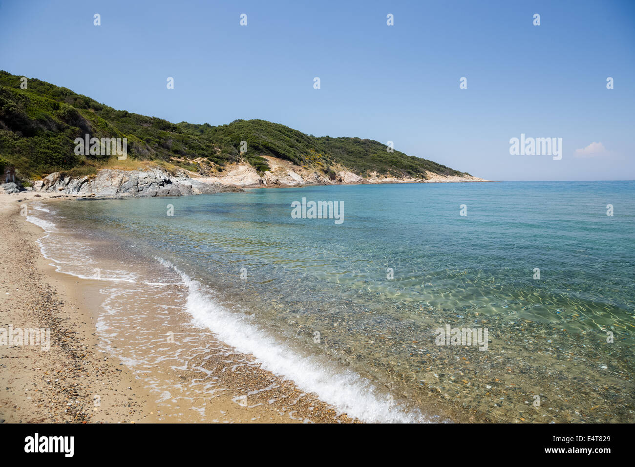 Belle acque cristalline del mare Calcidica sul santo monte Athos Foto Stock