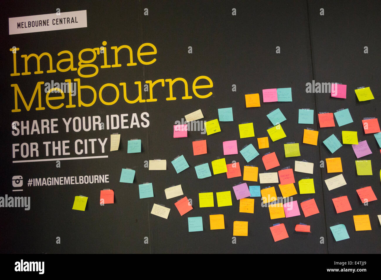 Melbourne Australia,Central,Imagine Melbourne,condividete le vostre idee,cloud,posted,Notes,AU140319120 Foto Stock