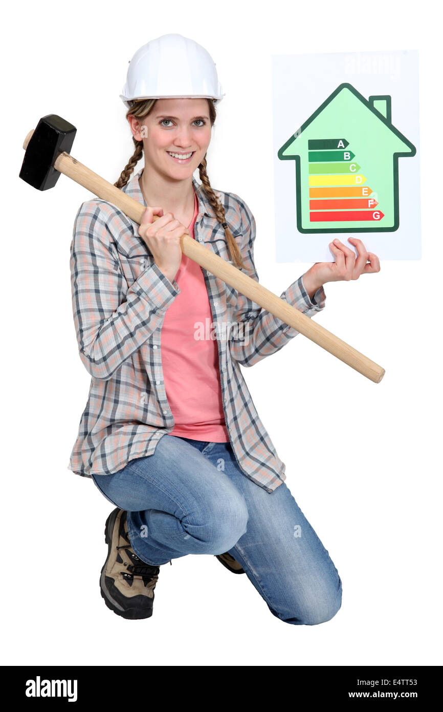 Donna con energia nominale poster Foto Stock