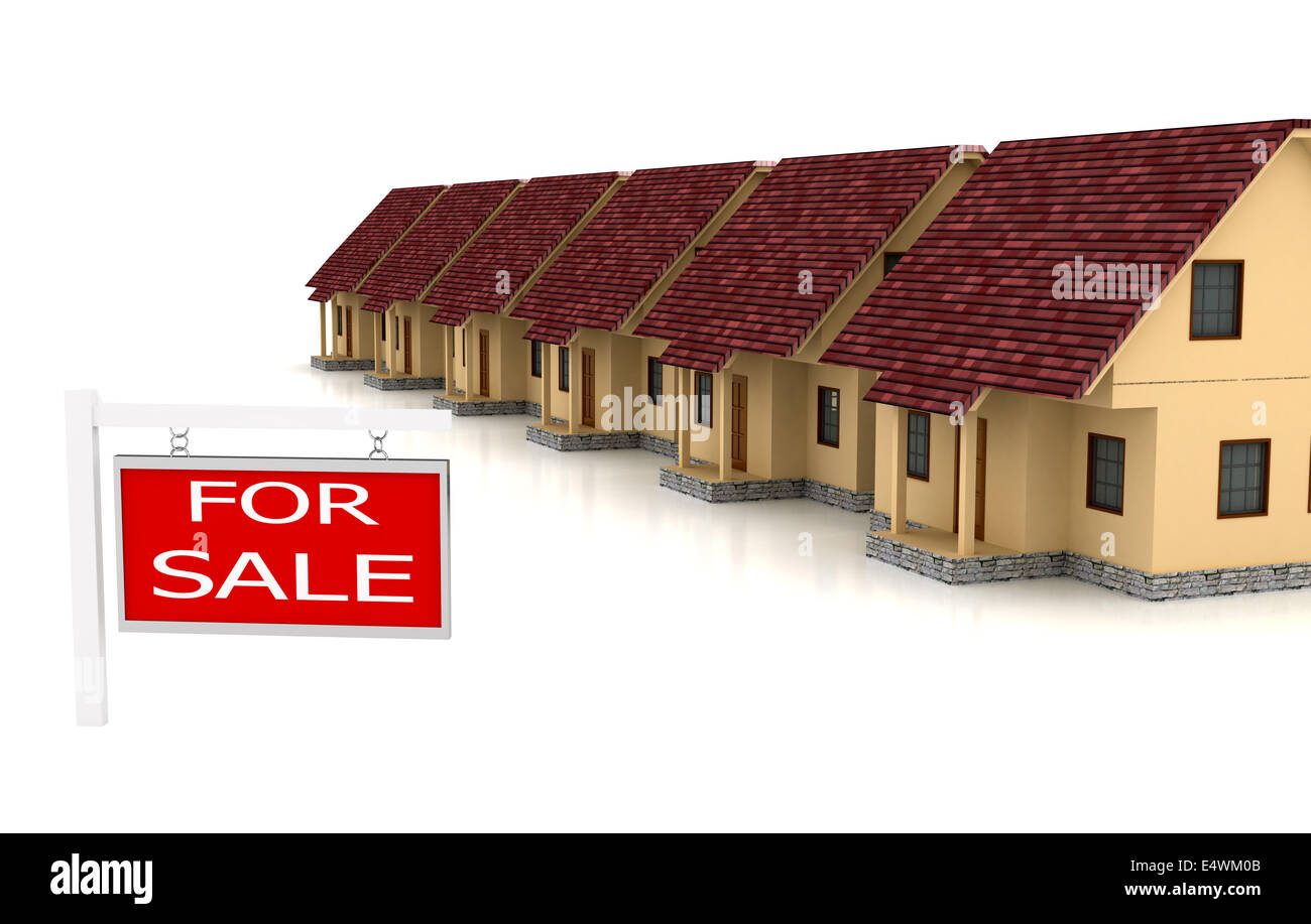 Un gruppo di case in vendita Foto Stock