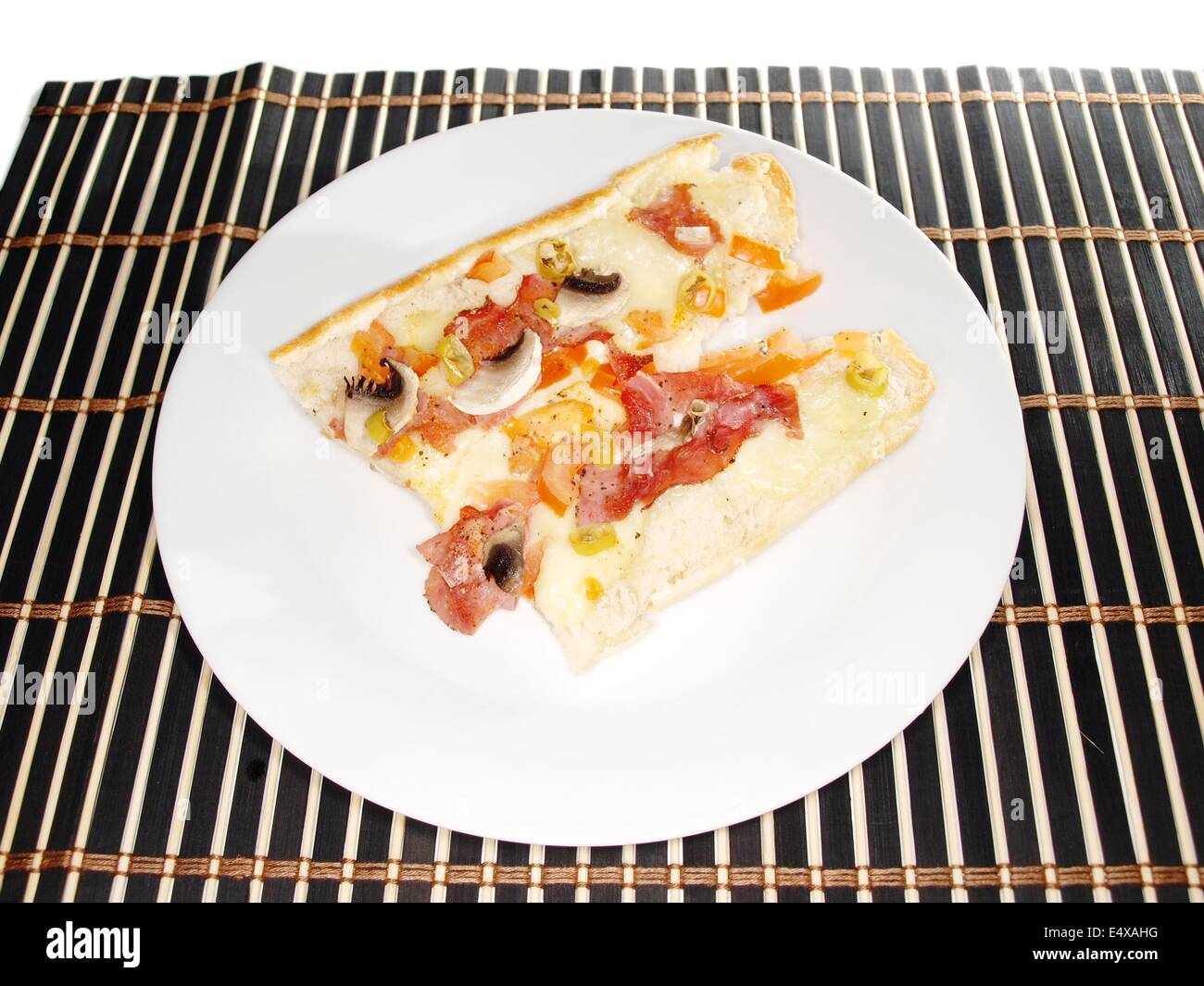 Baguette con formaggio fuso Foto Stock