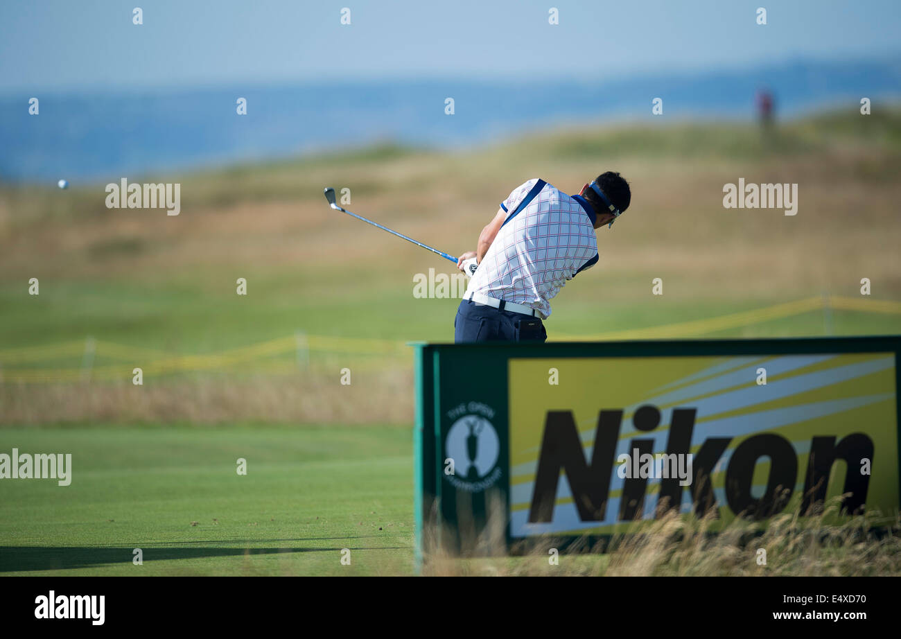 Hoylake, UK. 17 Luglio, 2014. L'Open di Golf Masanori KOBAYASHI [JPN] sul nono foro durante il primo round. Credit: Azione Plus immagini di sport/Alamy Live News Foto Stock